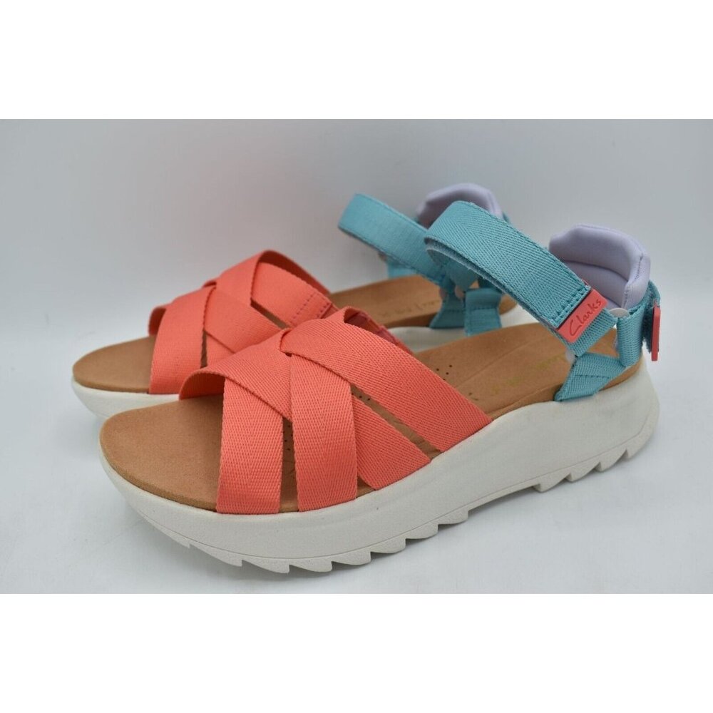 Clarks Womens Size 7 Dashlite Cross Peach Combi Sandals Shoes